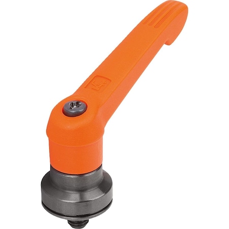 Adjustable Handle W Clamp Force Intensif Size:3 M10X15, Plastic Orange, Comp:Steel Black Oxidized